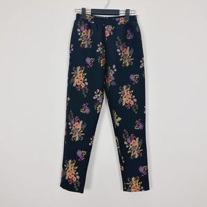 MISA Los‎ Angeles Black Embroidered Floral Ankle Pants
